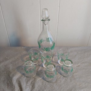Vintage italienisches Türkisglas-Dekanter-Set, herzliches Set, Barware