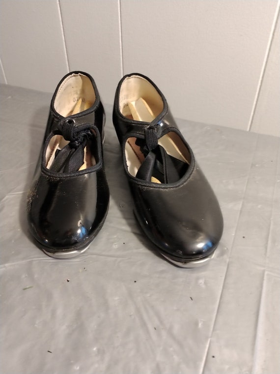 Girls Tap Dancing Shoes Black Patent Leather Tap Dancing Shoes 10M Kids Dance Shoes