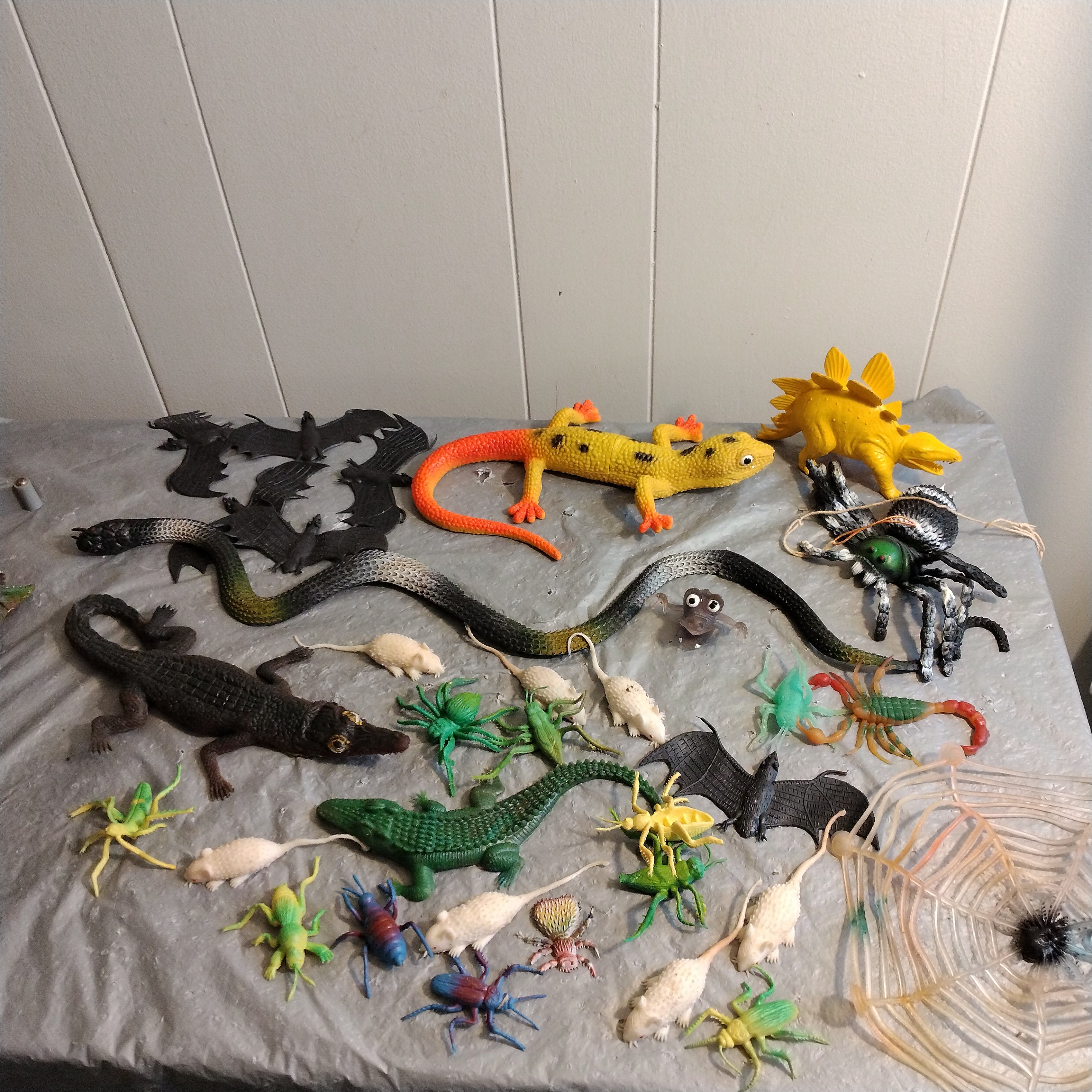 1980s 90s Lot Vintage Toys Dinosaur Bat Rubber Snake Spider