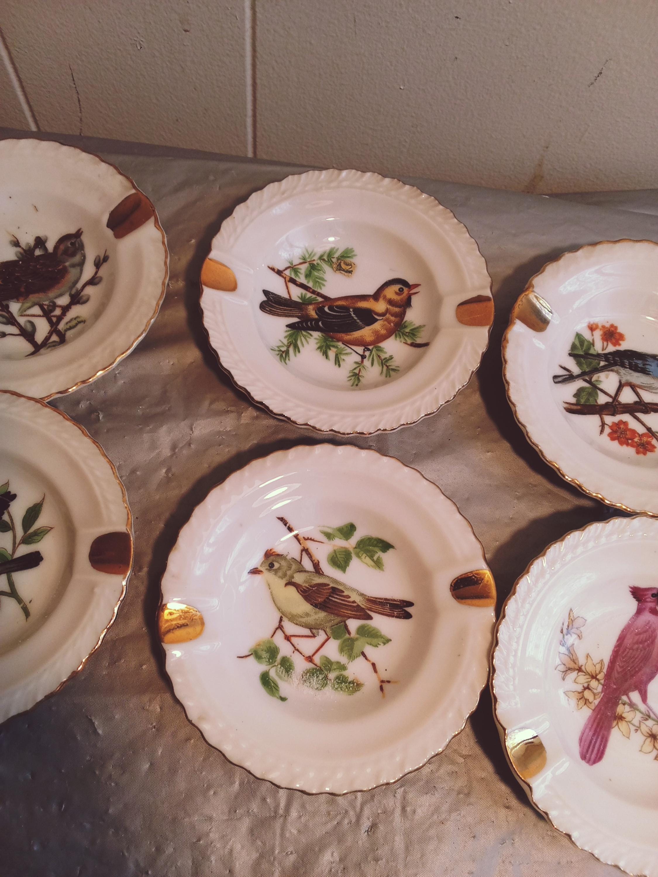 アンティークカザリ Set of 6 Vintage Japan Porcelain Bird Ashtrays - Etsy Canada