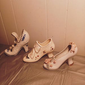 3 zapatos de cerámica de porcelana vintage, zapatos decorativos