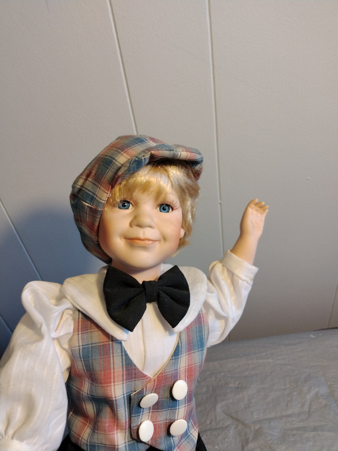 Vintage Shelf Sitter Porcelain Boy Doll, Blonde Hair Blue Eye Doll Etsy