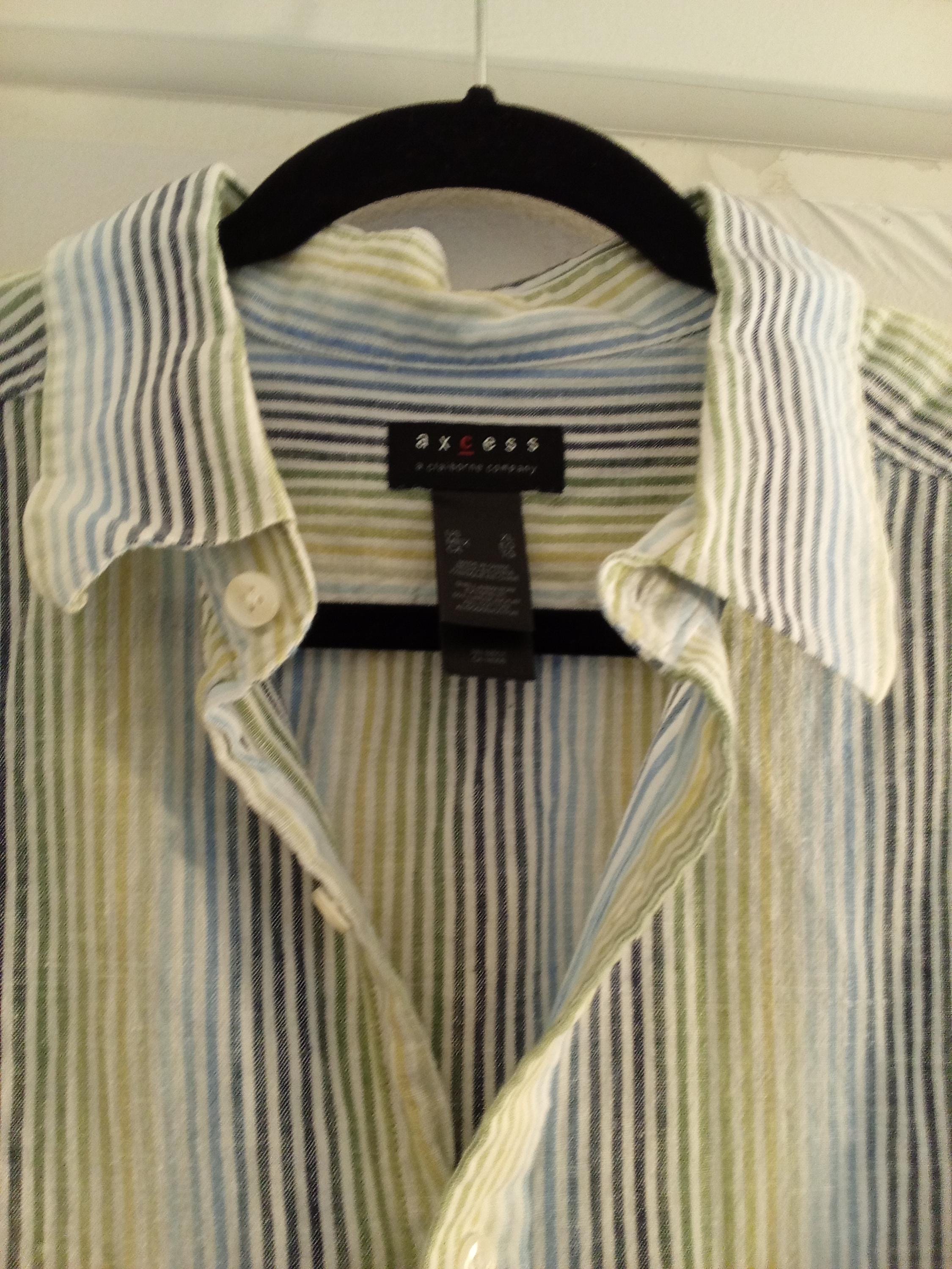 axcess dress shirt Axcess Claiborne Button Down Dress Shirt Striped Black Gray Long Sleeve Mens XL