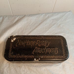 Vintage Metal New Home Rotary Attachments Sewing Machine Case, Read Description