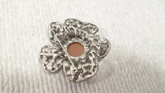 Vintage Rhinestone Flower Brooch, Floral Brooch, … - image 5