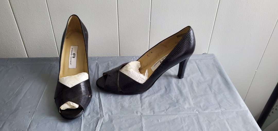 Etienne Aigner Pumps Open Toe Pumps Zwart 9M Etsy Nederland