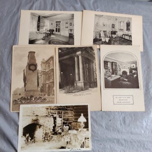 6 Cartões postais antigos em preto e branco e cartões postais fotográficos, Washington Dc, Louisa Alcott, Whitehall London
