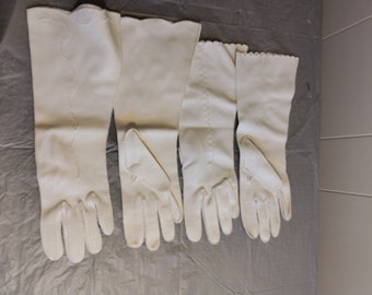 2 pr Vintage White Formal Evening Gloves