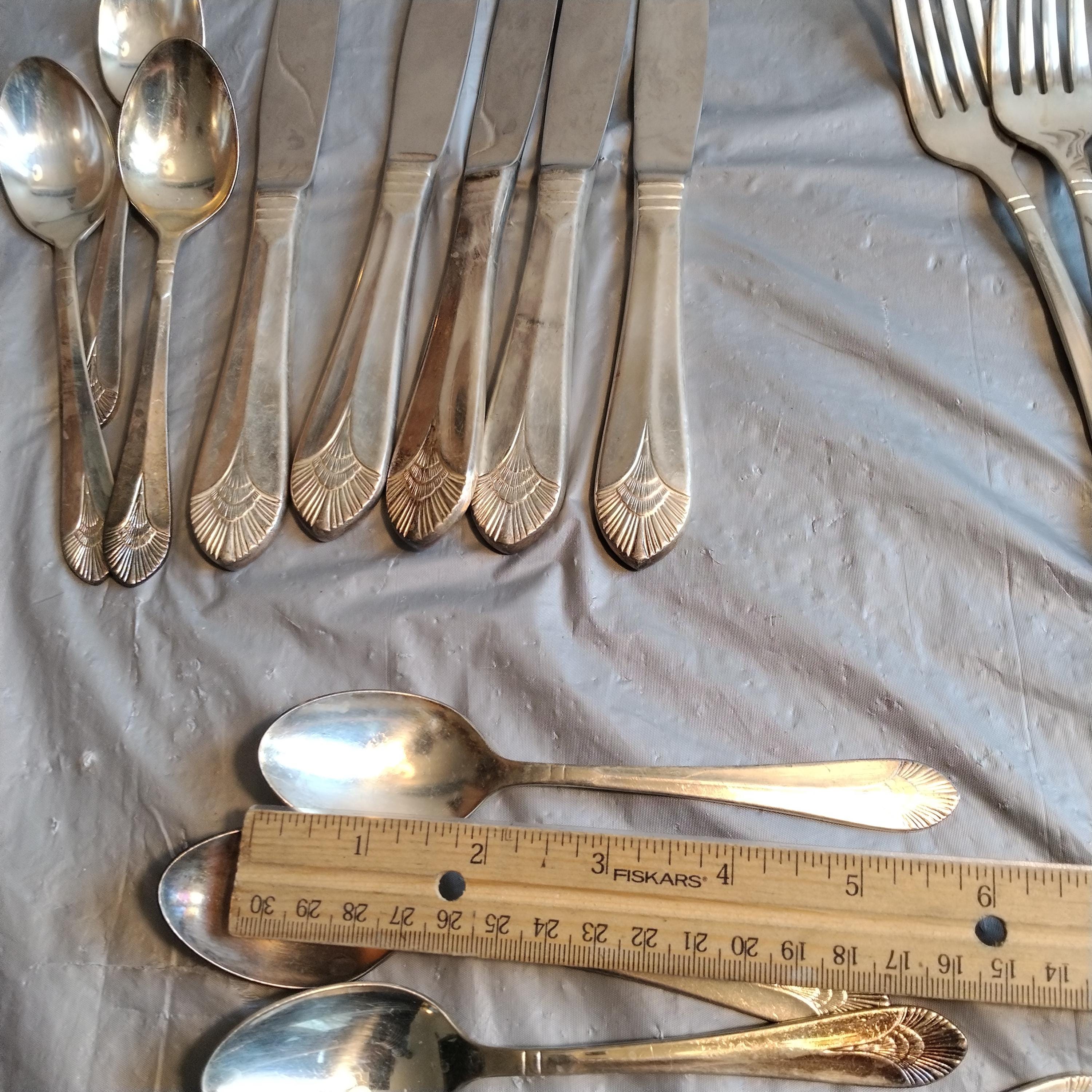 16pc Vintage Art Deco Plated Silverware Set, Fan Design - Etsy
