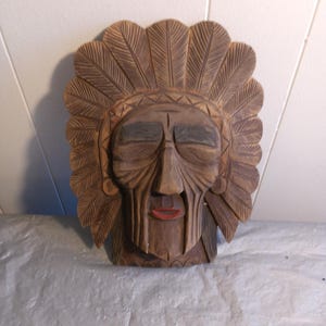 Vintage Hand Carved Wood Tribal Wall Hanging