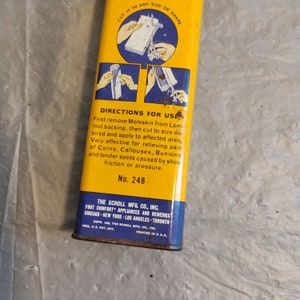 Vintage Dr Scholl's Moleskin Tin, Foot Plaster, Medical Advertising Tin image 3