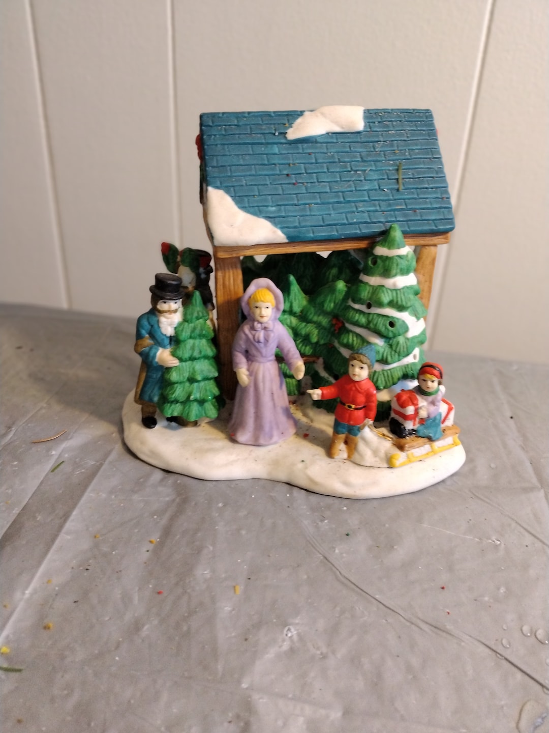 Vintage Light up Christmas Village House Tree Stand House Etsy