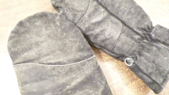 Vintage Aris Softan Leather Men's Mittens, Black … - image 8