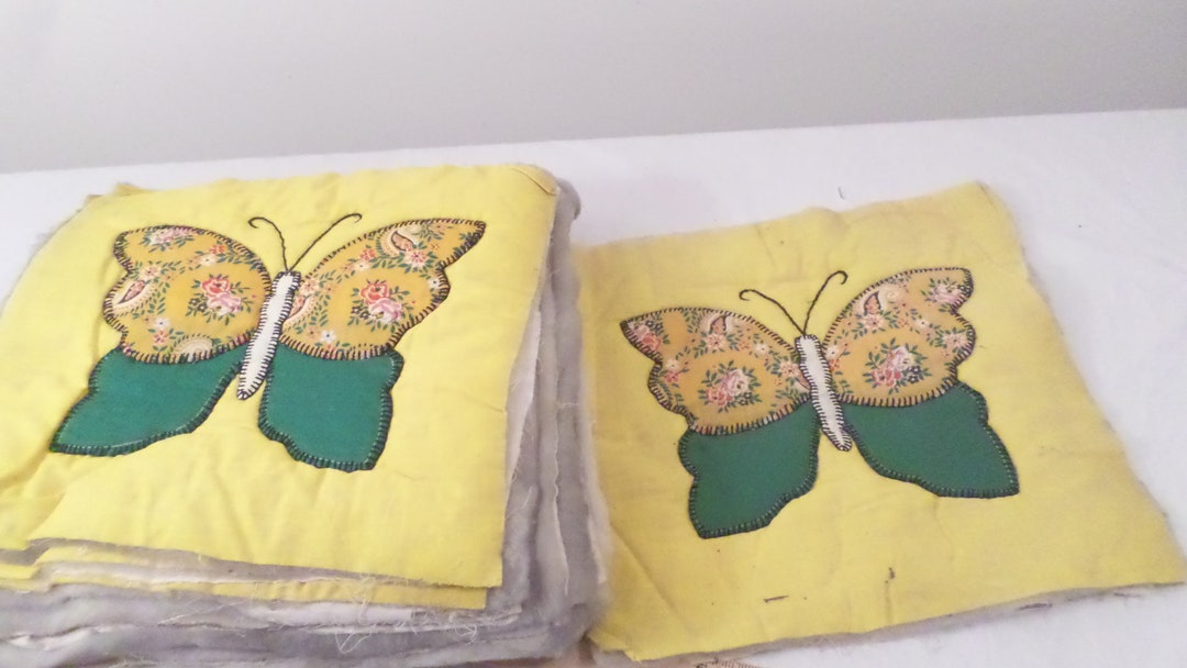 15 Vintage Butterfly Hand Stitched Quilting Squares Blocks Etsy