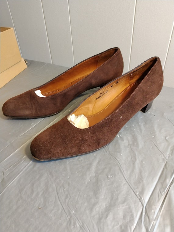 Vintage Coach Shoes, Coach City Mid Heel Brown Su… - image 1