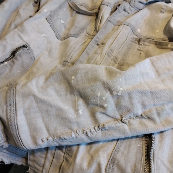 Iro-ochi Denim Jacket, Distressed Fleece Lined De… - image 2