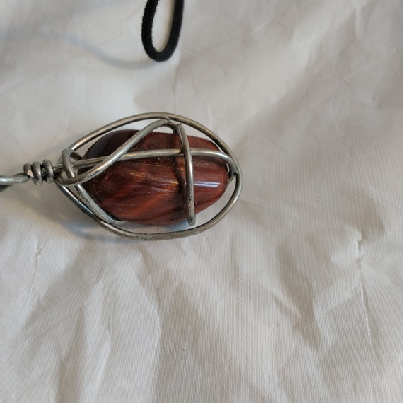 Vintage Artisan Tigers Eye Wrapped Wire Necklace - image 8