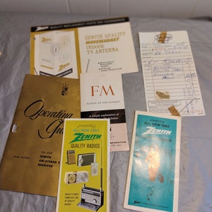 Livretos de rádio Zenith vintage dos anos 1960 Antena Zenith Anúncios Zenith