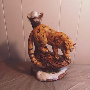 Vintage Ezra Brooks Snow Leopard Bourbon Decanter, Read Description