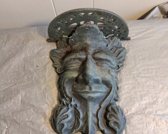 Cast Iron Smiling Sun Man Wall Shelf, Decorative Shelf, Figurial Shelf