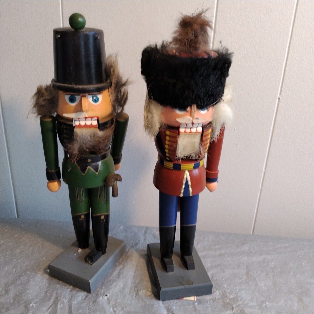 2 Vintage Wood Nutcrackers Etsy