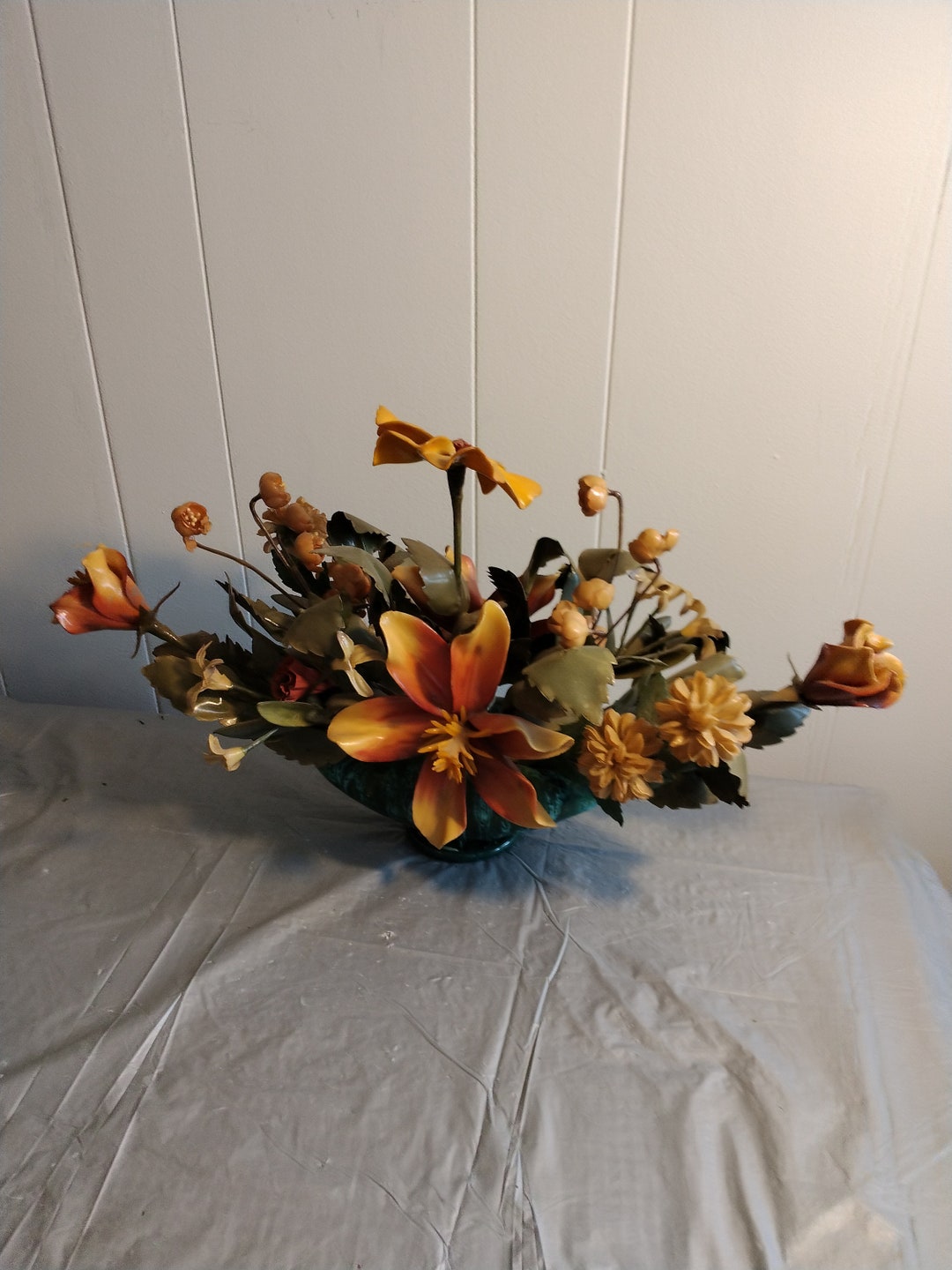 Vintage Plastic Flower Arrangement, Floral Decor Etsy
