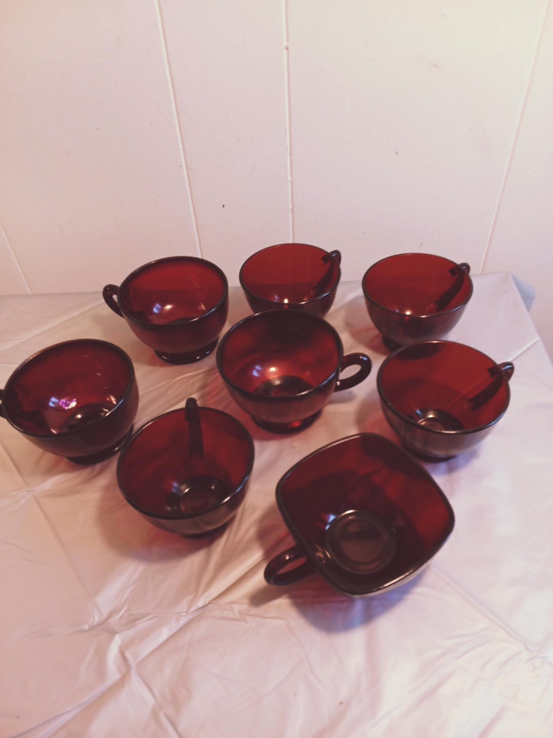 8 Vintage Ruby Red Tea Cups - Etsy
