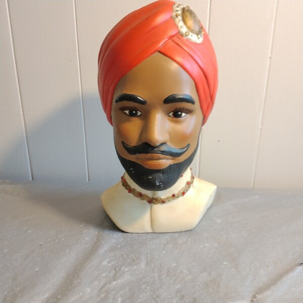 70s Vintage Sultan Sheik Bust, Middle Eastern Man Bust