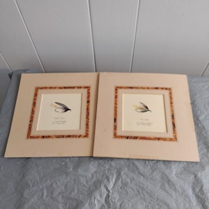 2 Vintage Peter Ross Wet Trout Fly Fishing Lure Prints, Man Cave Decor