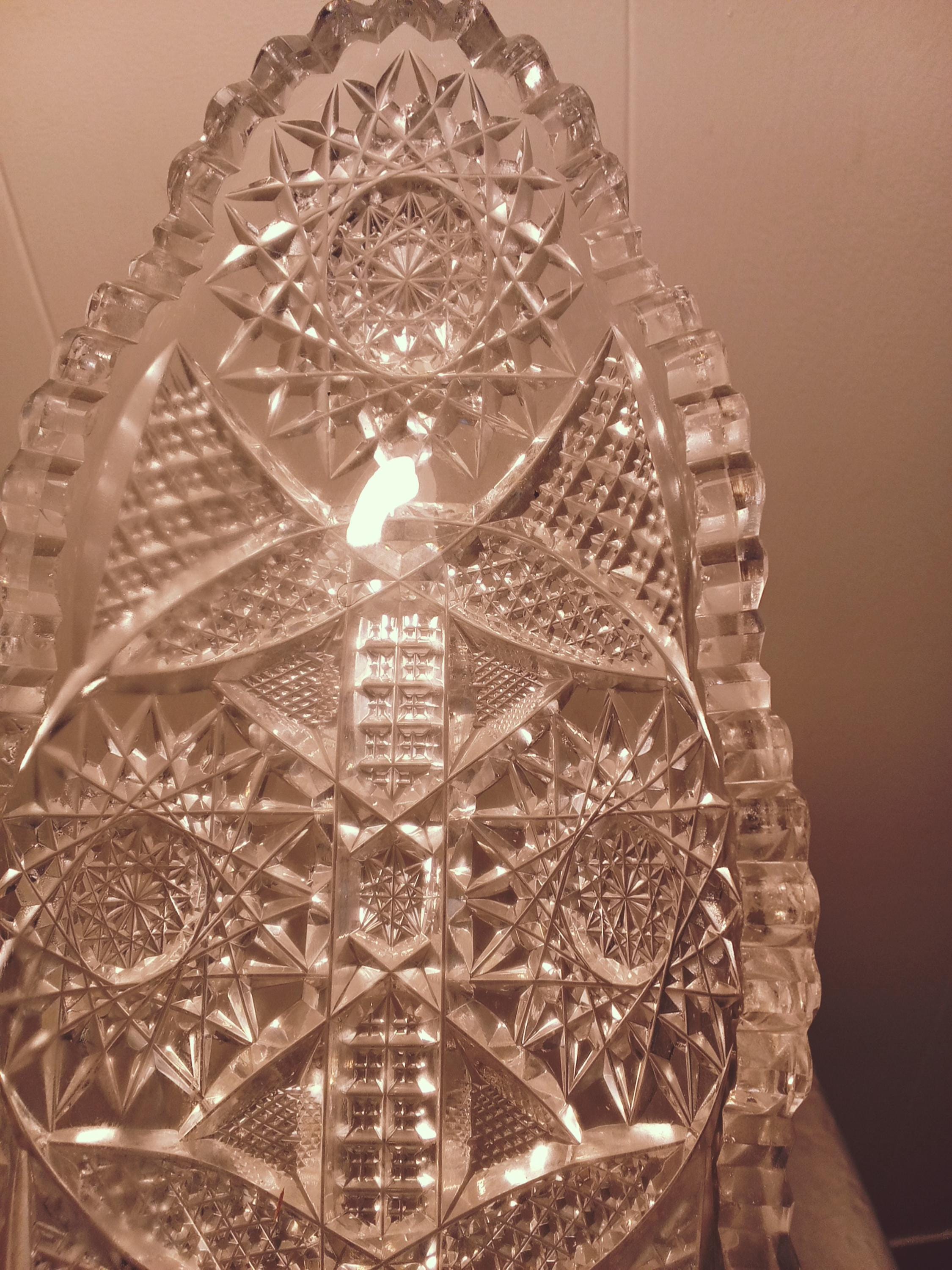 オーバルクリスタルガラスレリッシュディッシュ、ピンホイール、説明を