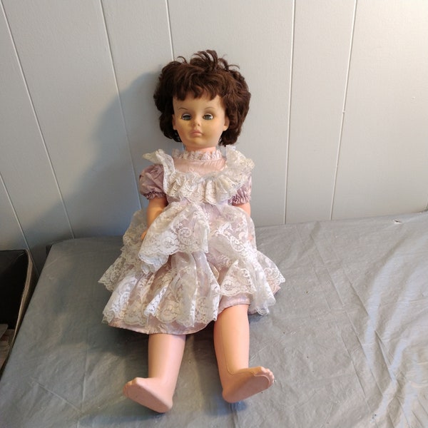 23" Vintage AE Hard Plastic Doll, Companion Doll, Patty Playpal Doll Sleepy Eyes