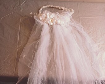 Beaded Wedding Veil, Short Veil, Read Description