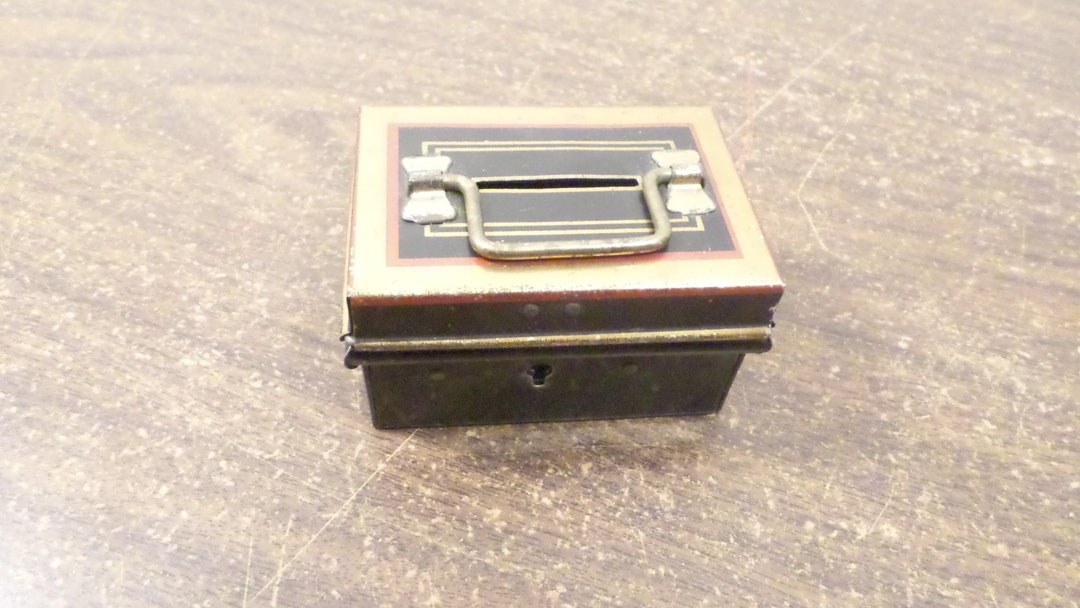 Vintage Tin Lockable Money Strongbox Still Bank With Handle Etsy