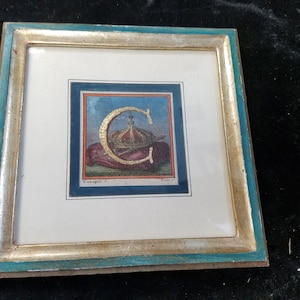 Vintage Italian &quot;C&quot; Painting by S. Nolli L. Vanvitelli w/ Numbered Certificate of Authenticity 6-1/8&quot; X 6-1/8&quot; 542/1035