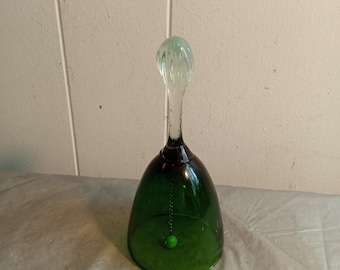 Vintage Hand Blown Green Glass Bell