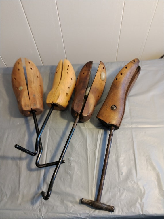 4 Assorted Vintage Wood Shoe Trees Shoe Keeper
