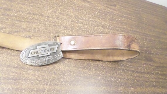 Vintage Leather Belt with Chevrolet Belt Buckle
