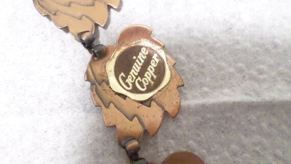 3pc Vintage Copper Leaf Necklace Earring Brooch S… - image 10