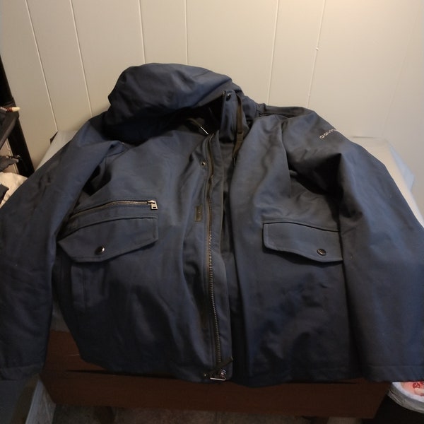 Calvin Klein Navy Winter Manteau imperméable, Manteau à capuche doublé XXL