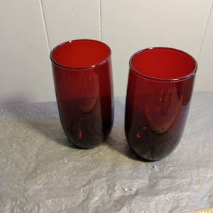 4 Vintage Ruby Red Juice Tumblers Glasses