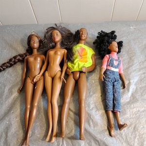 4 African American Mattel Action Figure Fashion Dolls, Man Doll