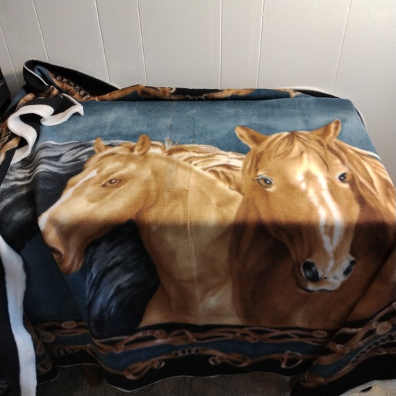 50x64 Vintage Horse Throw Blanket Etsy