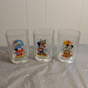 Set 3 Vintage McDonalds Mickey Mouse Disney Glasses, 2000