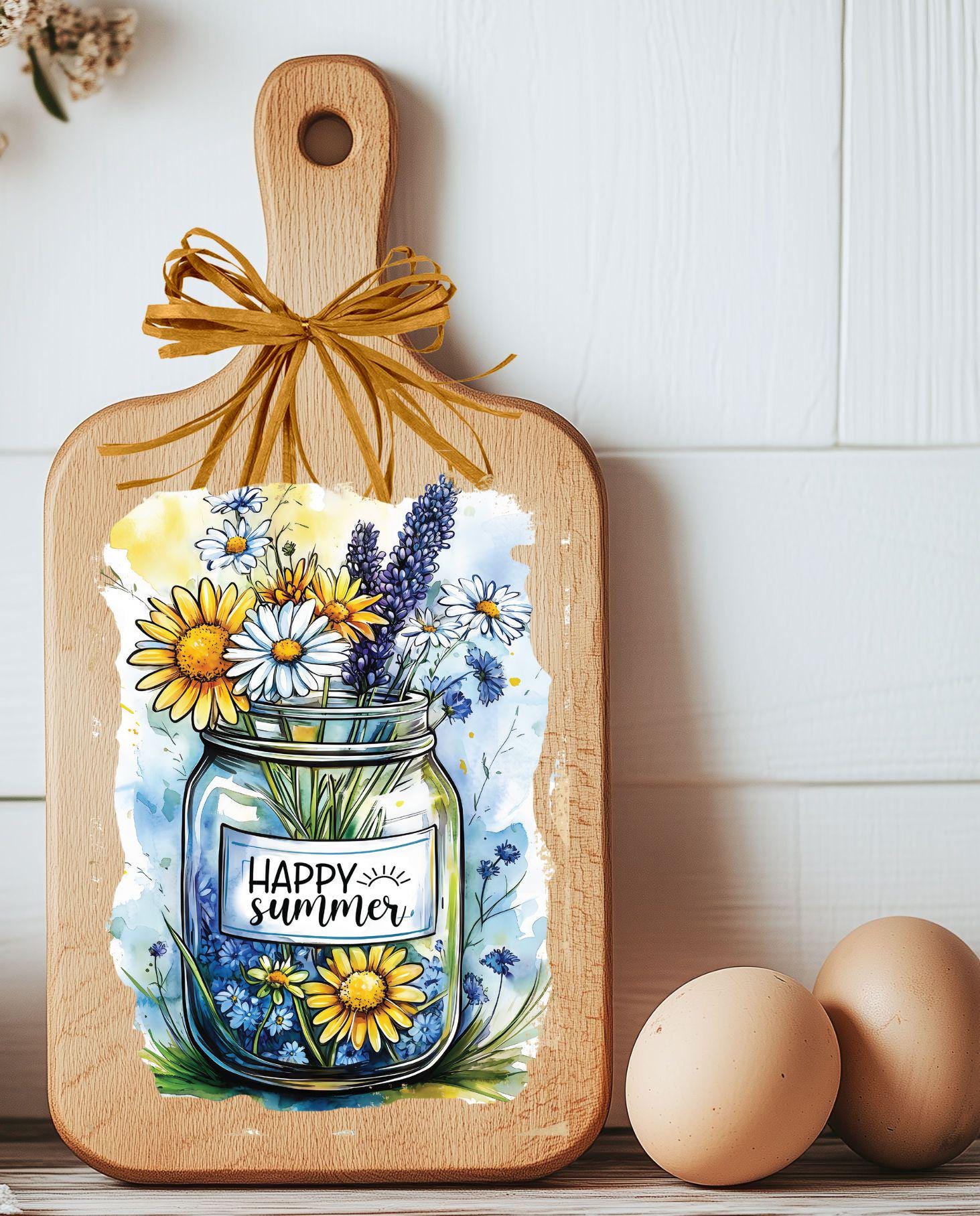 Decorative Wood Cutting Boards - Featuring Florals - Food Safe - Country Farm Style - Leather Loop for Hanging  FREE shipping