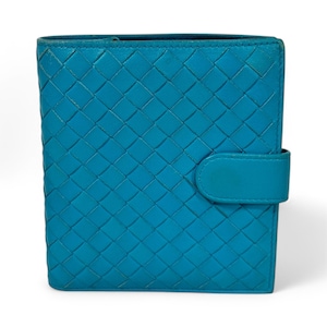 Authentische Bottega Veneta Brieftasche Intrecciato Classic Blau Leder Vintage Luxus Premium High-End Pre-loved Fashion