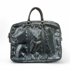 Authentische Gucci Aktentasche Imprime GG Monogram Canvas Schwarz Vintage Luxus Premium High-End Pre-loved Fashion