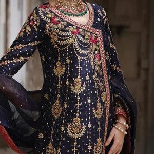 Lehenga for women wedding dress Pure Black Embroidered Organza lengha Choli Worldwide Free Shipment