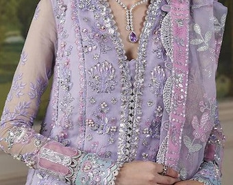 Lehenga for women wedding dress Light Purple Embroidered Organza lengha Choli Worldwide Free Shipment