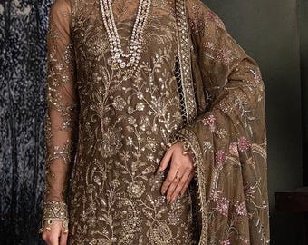 Bridal Mix Custom Organza Salwar Kameez | Pakistani Punjabi Suit | Embroidered Wedding Dress Women
