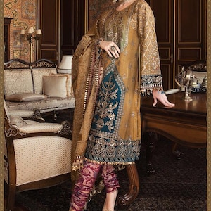 Lehenga for women wedding dress Multi Color  Embroidered Organza lengha Choli Worldwide Free Shipment